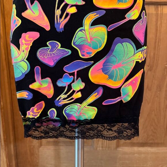 BODYRAGE Psychedelic Neon Mushroom Bodycon Mini Dress - Picture 6 of 10